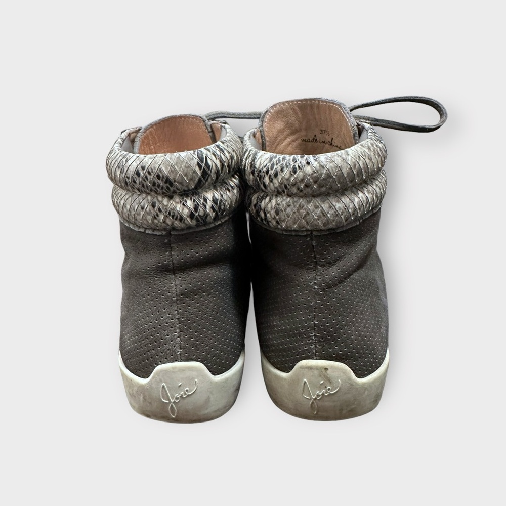 JOIE “Devon” Grey Leather Snakeskin High Top Sneakers - Picture 6 of 9